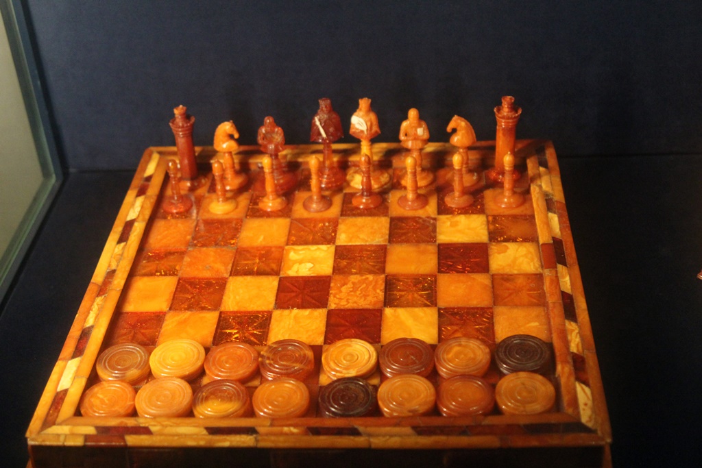 Amber Chess/Checkers Set