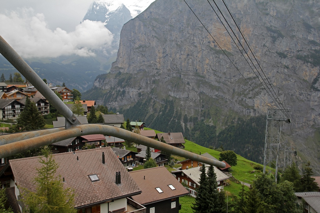 Mürren, Gondola Towers and Schwarzmönch