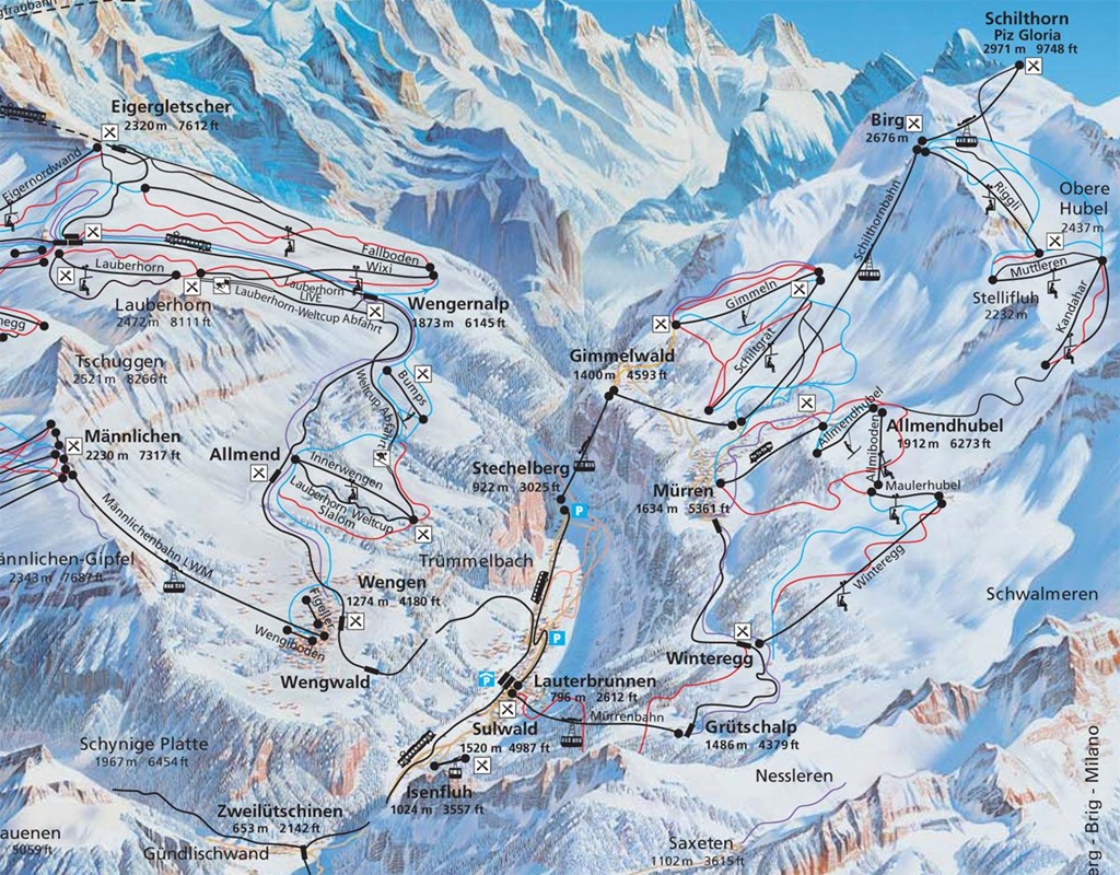 Piste Map of Lauterbrunnen Area