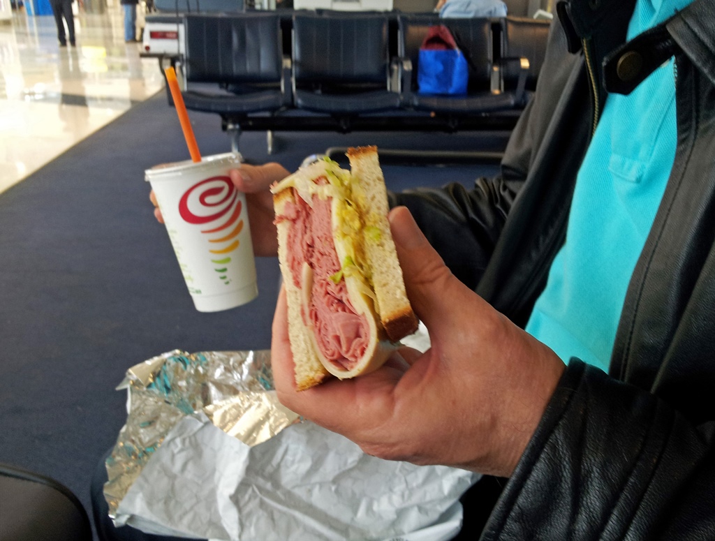 Bob's Jamba Juice and Corned Beef Sandwich