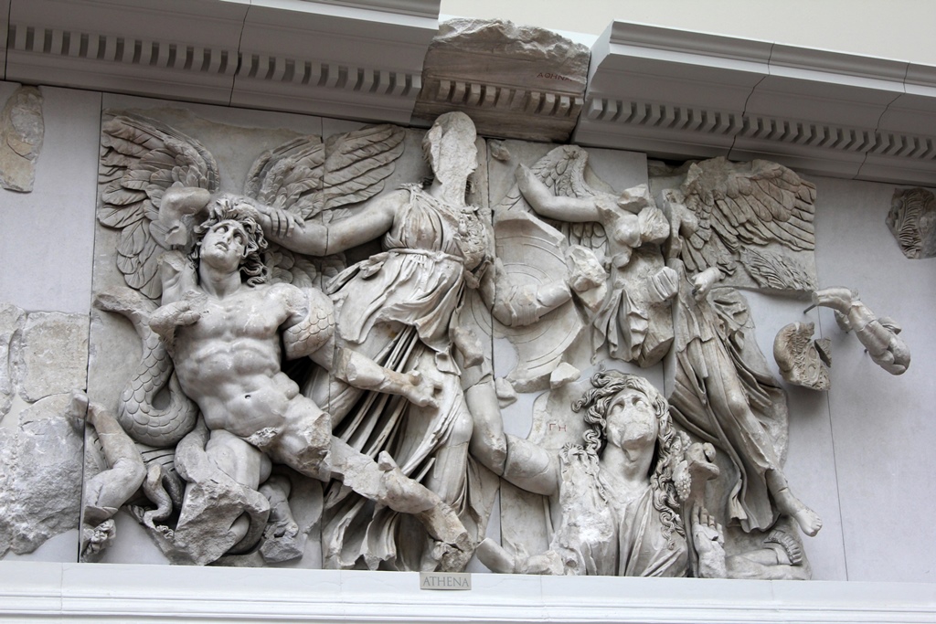 Athena and Nike vs. Alkyoneus, with Gaia Rising