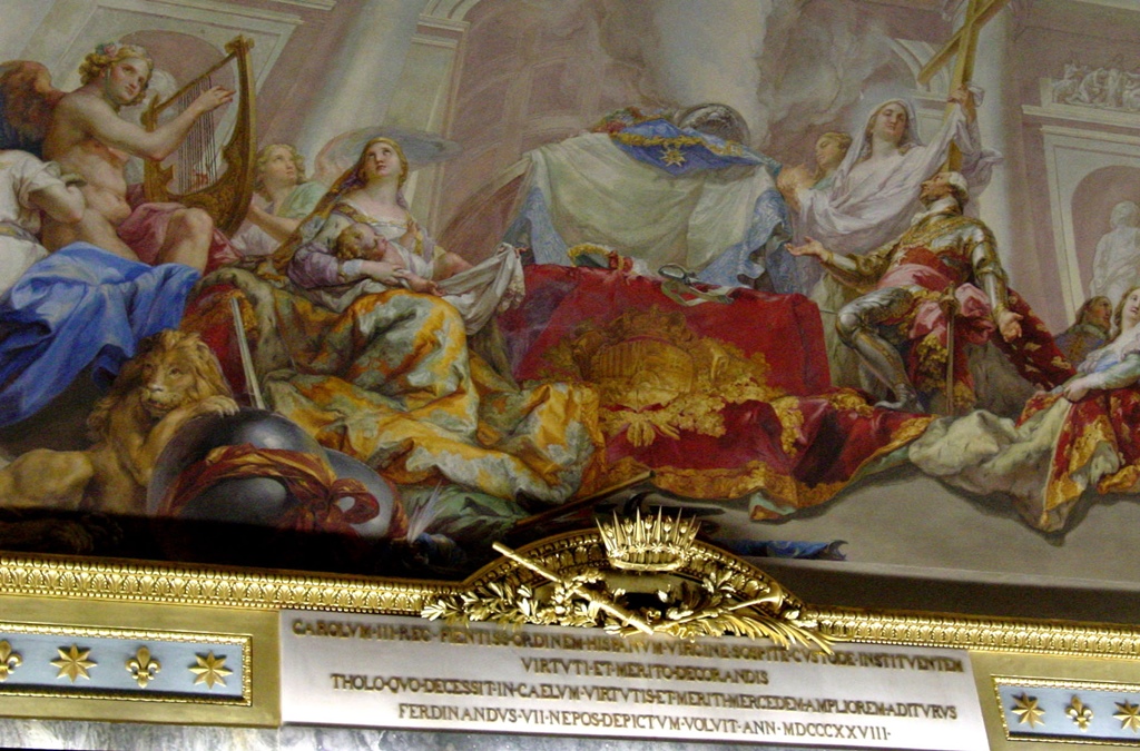 Ceiling and Inscription, Hall of Carlos III